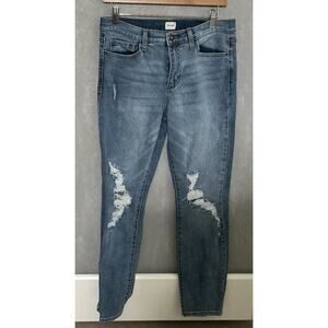 SneakPeak‎ Mid Rise Straight Skinny Jeans Juniors Size 7 Blue Distressed